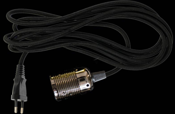 4m DANLAMP TEXTILE CABLE BLACK CHROME E27 Black cable