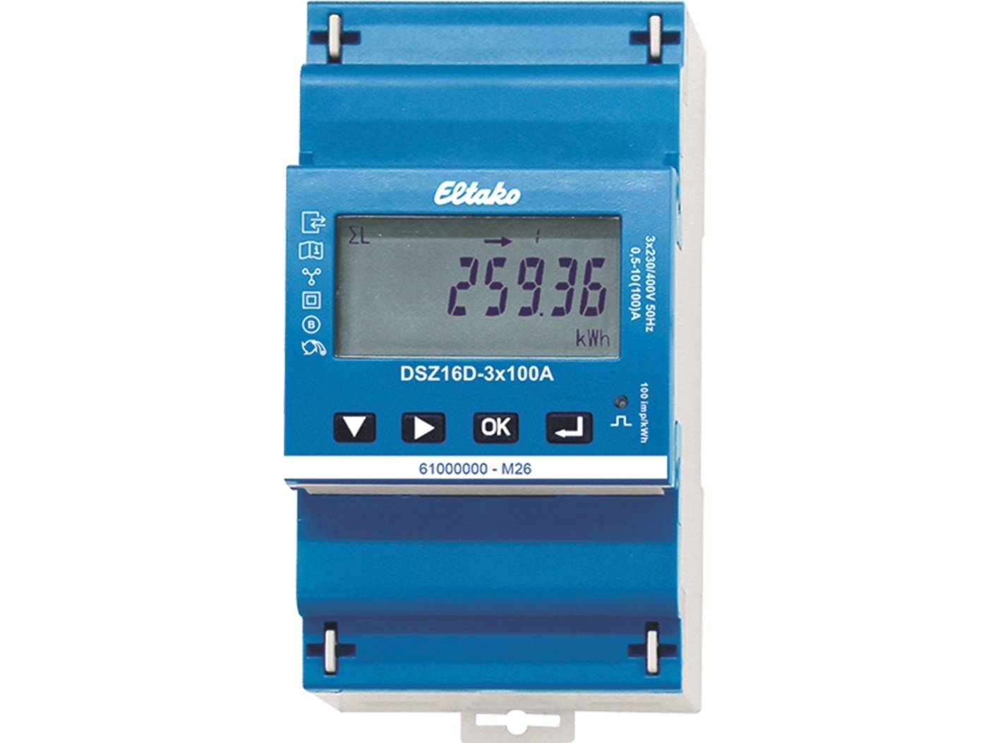 Eltako trefaset måler DSZ16D-3x100A, direkte måling, MID-kalibreret, 3x100A, 2838001 1 (28380016)