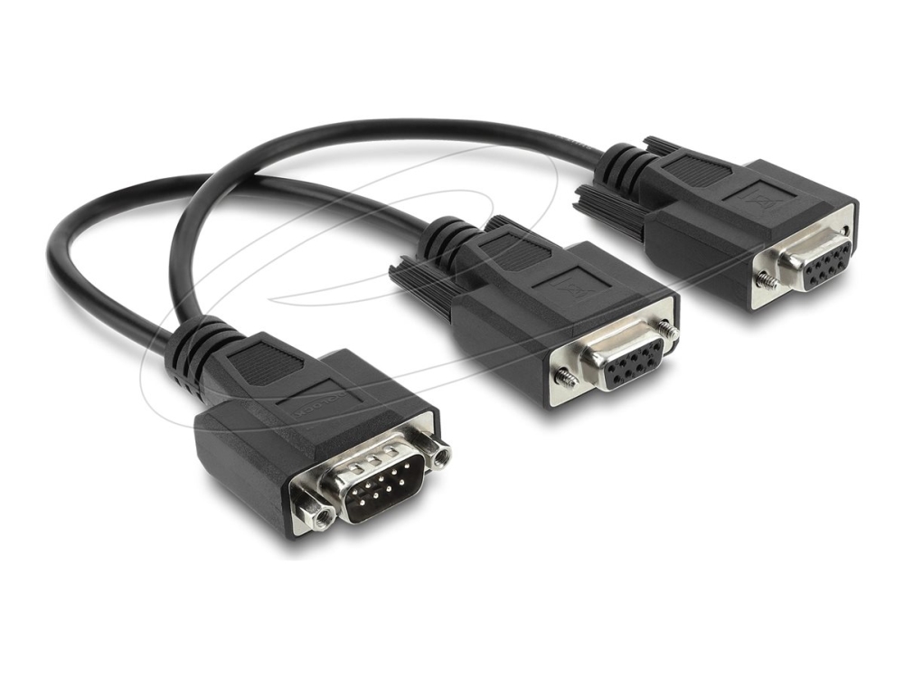 Delock - Seriel-Splitter - Db-9 (Han) Med Nødder Til Db-9 (Hun) Med Skruer - 25 Cm - Sort
