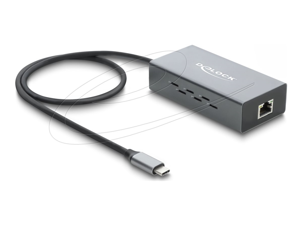 Delock - Usb Adapter - Usb-C (Han) Til Rj-45 (Hun) - Gigabit Ethernet Support, Usb Power Delivery - Antracit (Sort)