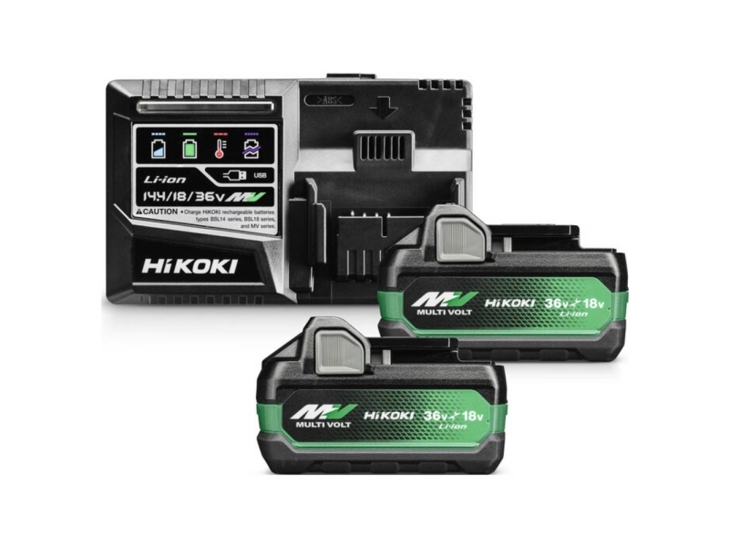 HIKOKI BATTERI 36 V 2,5 Ah BSL36A18X 2 stk. + OPLADER UC18YSL3 WHZ