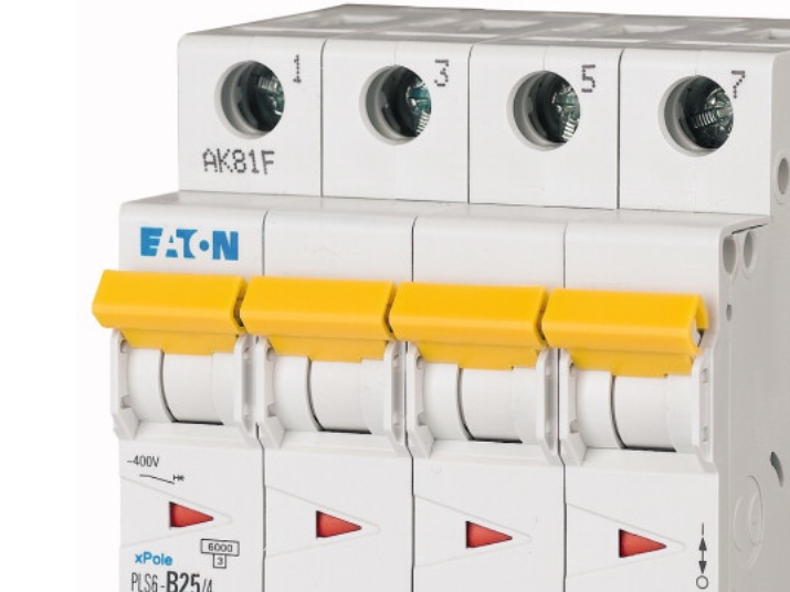 EATON Automatsikring - MCB 25A B karakteristisk, 4 polet, 6kA kortslutningsbrydeevne, 230v AC, , 72mm bred