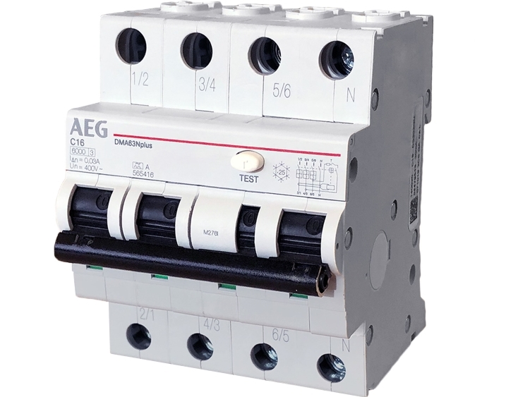 AEG Kombiafbryder - RCBO 32A Udløserstrøm 30mA, C karakteristik, type A, 3 polet + nul, bredde 72 mm