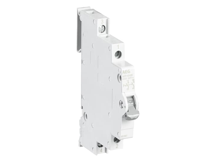 Afbryder 1-polet, 1NO, 16A 250V, for DIN-skinne, 9mm bred