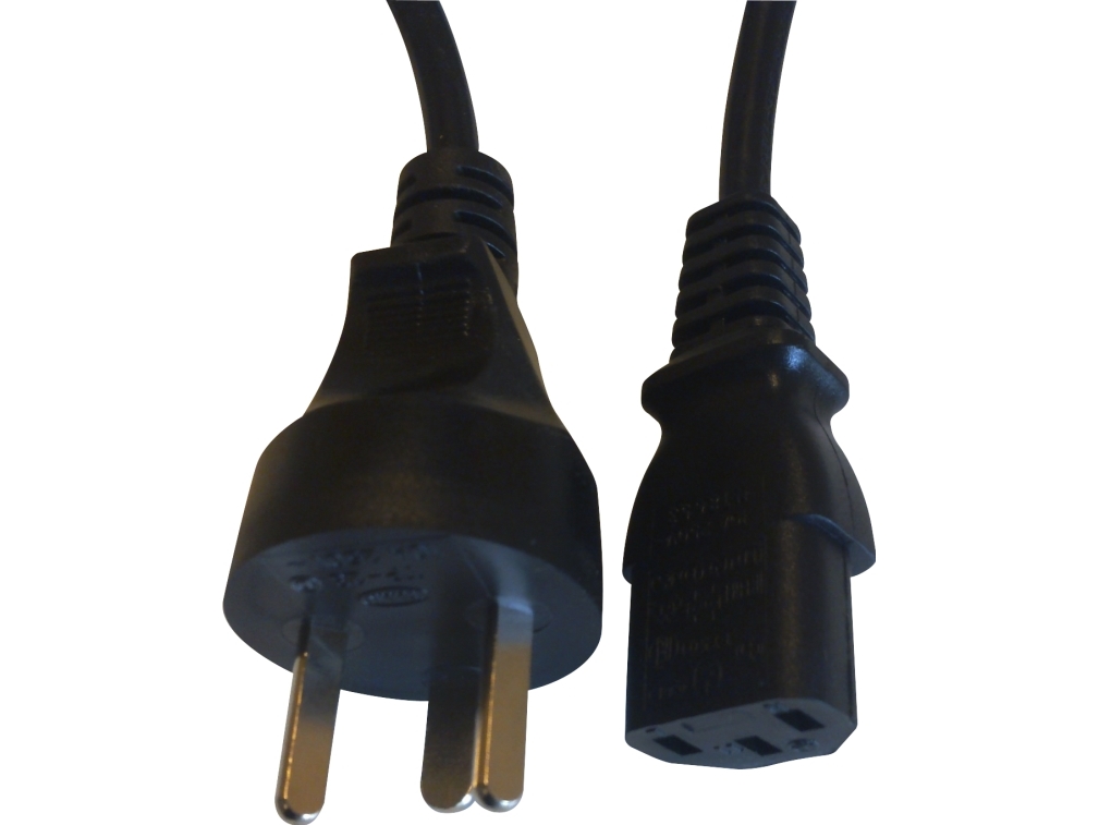 Netledning 240 VAC med DK EDB stik - C13 apparatstik, længde 1,8 meter, sort