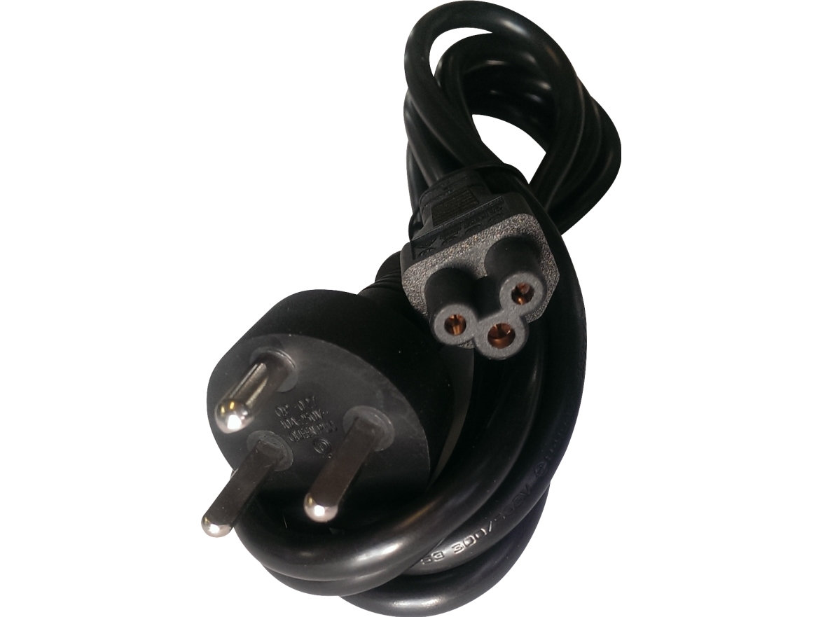 Netledning med DK EDB stik - C5 apparatstik (Mickey Mouse), længde 1,8 meter, sort