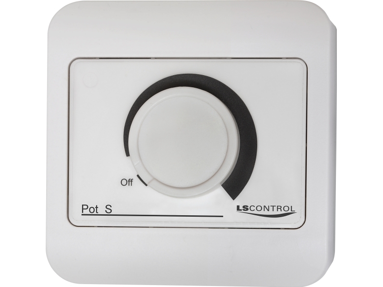 LS CONTROL Potmeter Pot S / ES925 i LSBOX85 med en-polet afbryder i potmeterakslen (10K). IP40, mål 85x85x54 mm.