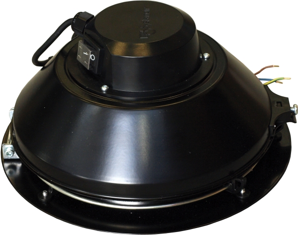 SYSTEMAIR Tagventilator TFSR 160 med ø160mm indløbsrør og vandret afkast. Max. luftmængde 50Hz 436 m³/h el. 245 m³/h v/200 Pa, 1x230V/50-60Hz.