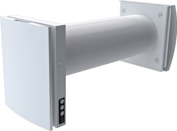 SIKU Ventilator RV30 C Pro Duo Comfo V2 til vådrum med 85% varmegenvinding og fjernbetjening. Luftmængde max. 30 m³/h, Ø160/180 mm.