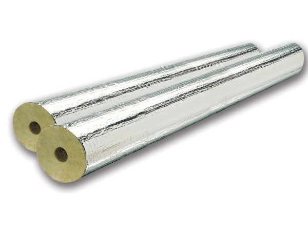 Rockwool 800 armeret alubelagt rørskål.  28mm x 50mm isoleringstykkelse. Længde 1 meter. 9 meter pr kasse.