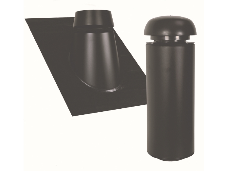 SABETOFLEX Sabeto taghætte 160, længde 900 mm, taghældn. 31-45°, sort/sort med Flex-inddæk. (2 ks. med rør og inddækning). Leveres UDEN bæring.
