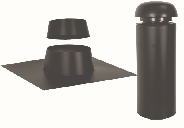 SABETOFLEX Sabeto taghætte 160, længde 600 mm, taghældn. 0-9°, sort/sort med stålinddækning (2 ks. med rør og inddækning). Leveres UDEN bæring.
