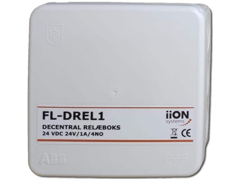AIR2TRUST Decentral relæboks FL-DREL1 med 4 udgange til stop af decentrale ventilationsaggregater.