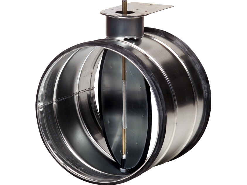 LINDAB Spjæld type DTBU/DTH1U200 uden motor med 8x8 mm aksel. Forberedt for montering af Belimo motor.