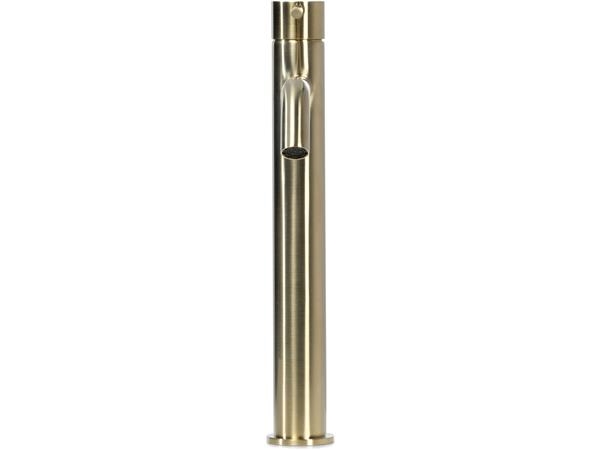 BLUE LABEL Etgrebs håndvaskarmatur uden bundventil - kold start funktion & 3/8 tilslutningsslanger - børstet guld - høj model