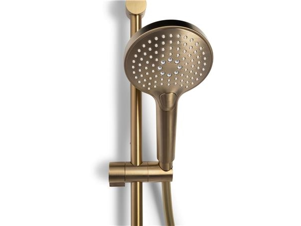 BLUE LABEL Termostatarmatur inkl. 90 cm håndbrusesæt med 3 stråletyper samt 1500 mm bruseslange - børstet guld