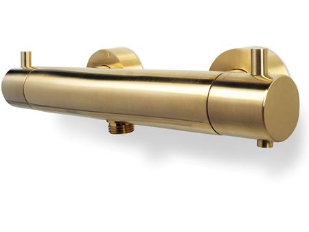 BLUE LABEL Termostatarmatur med 1/2 afgang - inklusiv koblinger og rosetter - børstet guld