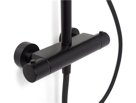 BLUE LABEL Brusesystem med Ø250 mm hovedbruser samt termostatarmatur - inklusiv koblinger og rosetter - mat sort