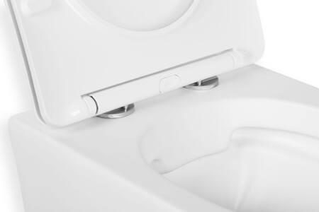 BLUE LABEL Mat Hvid Rimfree hængeskål inklusiv toiletsæde med Soft Close & Quick Release funktion - boltafstand 180 mm - dybde 490 mm