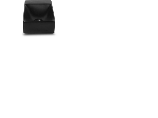BLUE LABEL Keramisk håndvask, firkantet med hanehul til venstre - 38x22x10 cm - uden overløb - mat sort