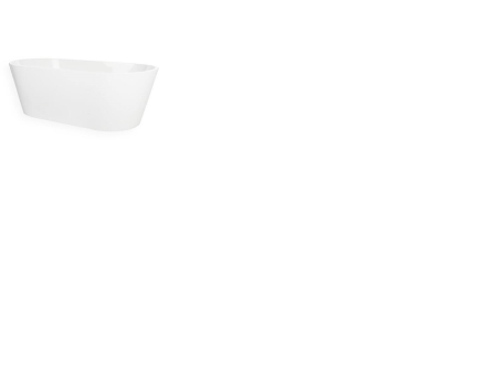 BLUE LABEL Fritstående akryl mat hvid badekar - længde 1800 mm - højde 600 mm - bredde 850 mm - med krom pop up bundventil og overløb