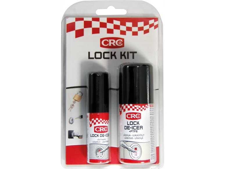 CRC lock kit  spray, optøer, renser, smøre. Låsekit let at bruge til problemfri åbning af døre.