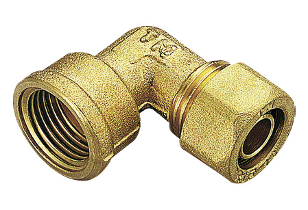 Pex kompressions vinkel 90, muffe, 18 mm x 1/2"