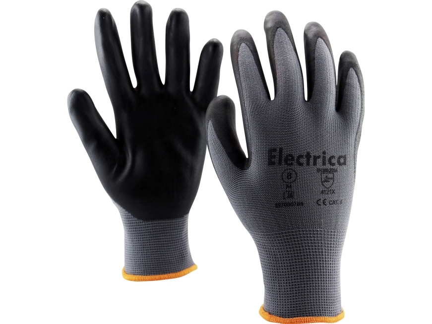 Flex handske str.10 fingerdyppet strikhandske i polyester og belagt i nitril,