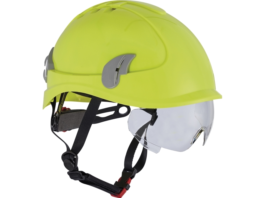 OTTO SCHACHNER Klatrehjelm med integreret hjelmbrille i hi-viz gul