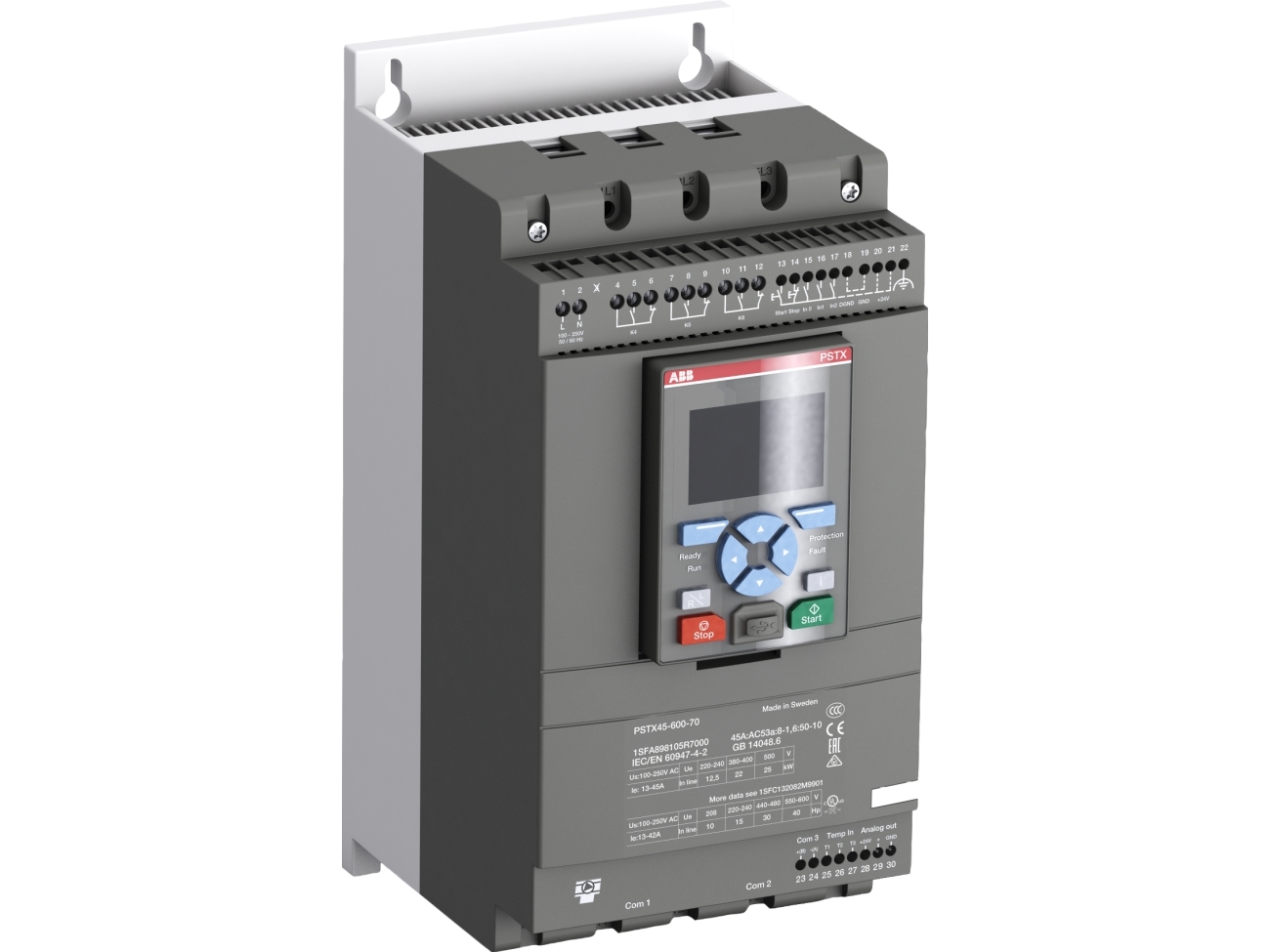 ABB PSTX45-600-70, Grå, IP00, 45 A, 150 x 198 x 314 mm, 4,6 kg, 200 mm