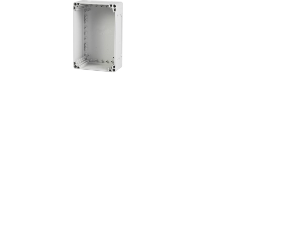 ENSTO Vægskab kassebund polycarbonat 300 x 400 x 102 mm grå RAL7035 uden låg IP66/67 4 x F2 flangeudslagsblanketter
