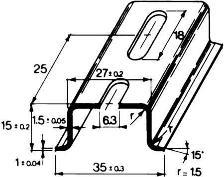 PROFILATI DIN skinne TS35/CF6-SZ 15mm høj med hul 6,3x18mm Varm forzinket 20µm
