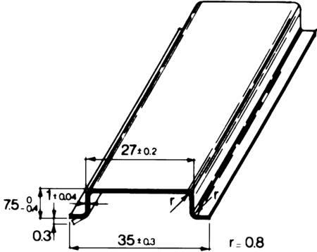 PROFILATI DIN C-skinne TS35/Inox 7,5mm høj uden hul rustfri stål 304 - (2 meter)