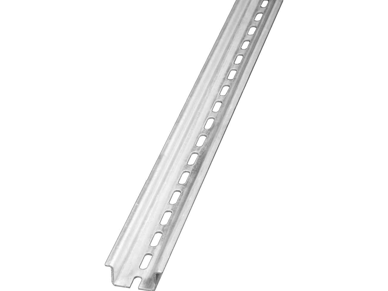 DIN-Skinne 15mm høj, 6,3x18mm hul, varm forzinket, 2000mm lang