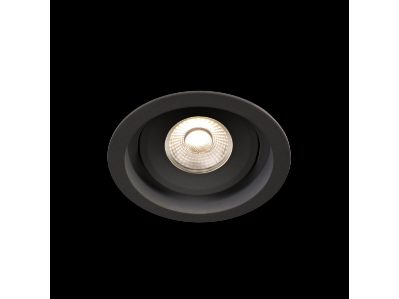 LED-downlight Level Quick ISO Sort 3000K, 520 lm, Ra>90, 3SDCM, 36°, 6W, IP44. Fasedæmpbar driver inkluderet.