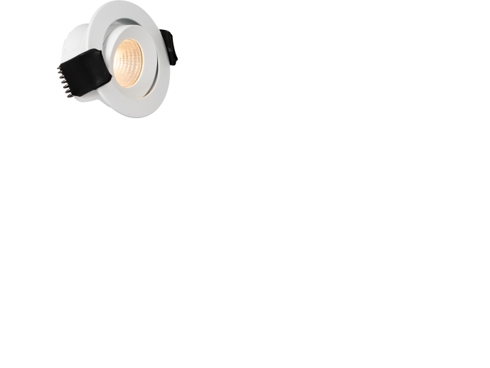 LED-downlight Optic XS Tilt Hvid Tune, 205lm, Ra>95, 45° spredning, tilt 20°, 4W, IP44. Fasedæmpbar 230V-driver