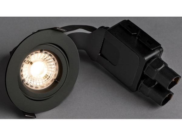 Comfort Quick Outdoor LED-downlight  GU10 Antracit 3000K, 470 lm, 5,8W, 36° spredning, tilt 30°. Hulmål Ø85mm. IP23