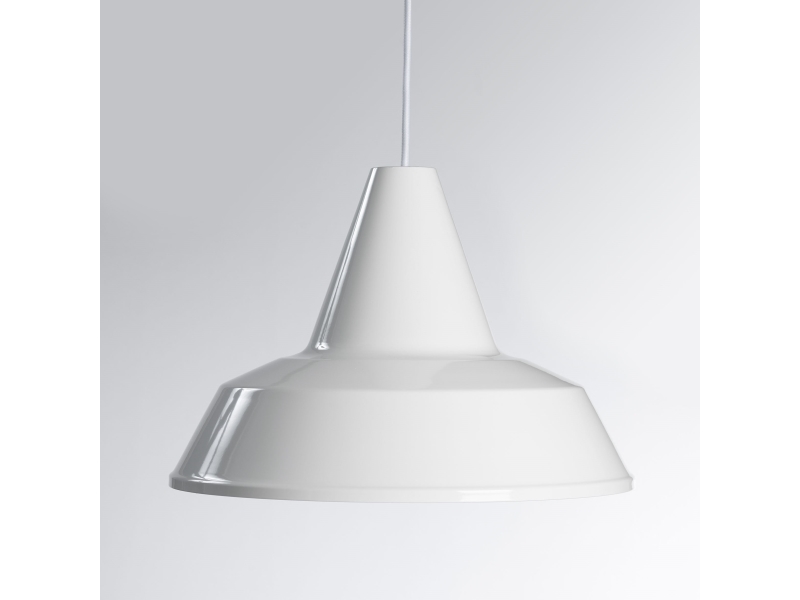 Værkstedslampe med E27 fatning, design klassiker Ø 400 mm hvid