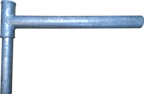 Golf arm, 0,60 meter udlæg, enkelt, indvendig montagepå Ø 60 mm mastetop med boring, Ø60-60-60 mm