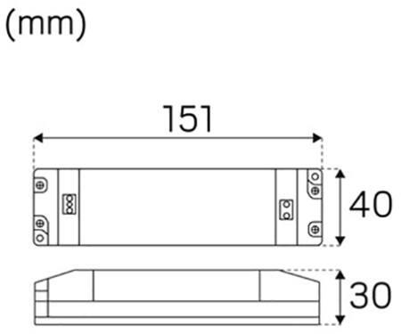 DC transformer til 24V LED-lyskilder, en udgang, belastning 0-30W, Standby effekt 0,3W