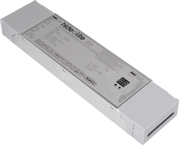 LED-dimtrafo FDIM/DALI/PUSH 24V 200W For fasedæmpning af LEDstrip. Dæmpbar via Push (230V), DALI og 0/1-10V.