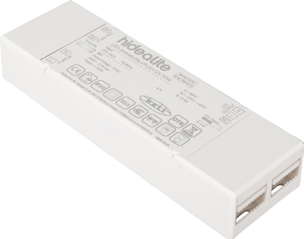 LED-Dimtrafo DALI/PUSH 12V 30W. For dæmpning af LEDstrip enkeltfarve via Push (230v) eller DALI.