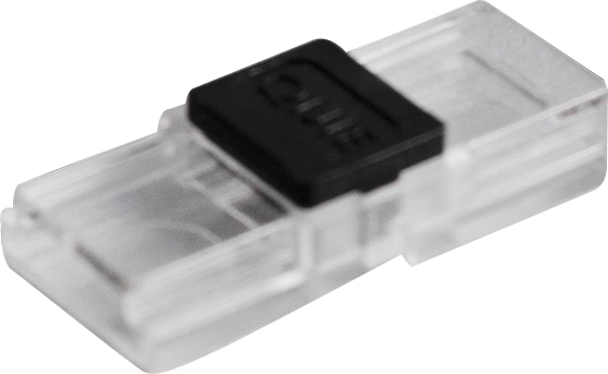 Samlestykke 8 mm IP20 til 8 mm bred LED-strip med op till 120 dioder/m og i de fleste af vores profiler med låg.