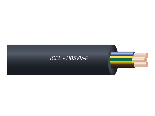 Forsyningskabel, rundt, PVC 3G 1 mm² PKAJ, sort, 300/500 V, ring, kabeldiameter 8 mm – (50 meter)