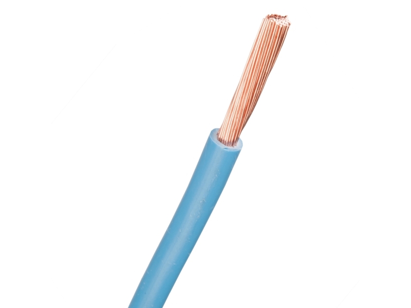 NEXANS Monteringsledning, PVC 1x10mm² H07V2-K lyseblå 450/750V spole, ledningsdiameter 6,2mm - (100 meter)