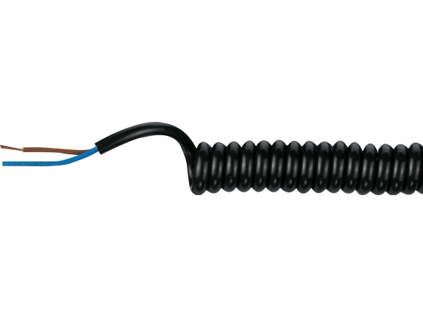 Spiralkabel, sort, 5G1,5 mm2, PUR/PVC - 5 meter