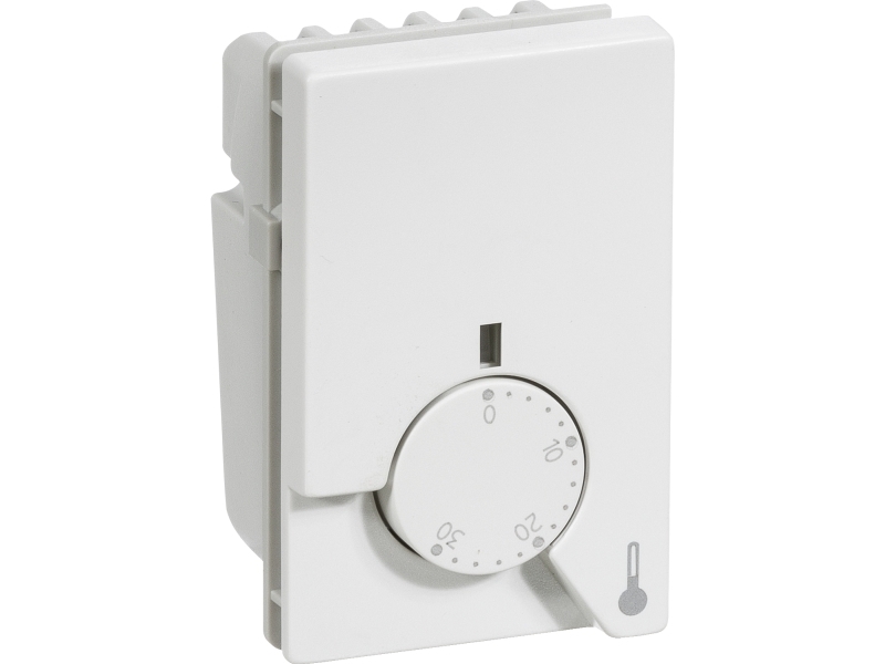 SCHNEIDER ELECTRIC LK FUGA Termostat med gulvføler og natsænkning, 4 m kabel, 1½ modul, Hvid, DETAILFORPAKNING