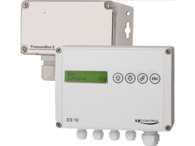 LS CONTROL Sampak med konstanttrykregulator ES 10 og PressureBox E 2500 / ES 1088 inkl. 2m silikone slange og metalstuds til kanal.