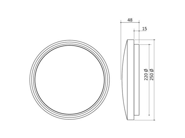 Upload G2 Ø250 12W 1500LM Dipswitch Indstillelig Kelvin Opal Trådløs Mikrobølge/Radiobølge sensor IP44 IK10 Hvid