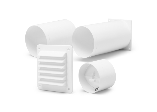 FRESH Monteringssæt YVG100 med vindstop, murrist 150x150 og modulrør Ø100/104 til Intellivent ventilator Ø98-100. Max. vægtykkelse 310 mm.